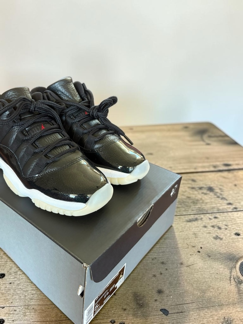 Air Jordan 11 Retro Low (GS) Sneakers in Black, Gym Red, White, and Sail, NEW - Picture 7 of 9